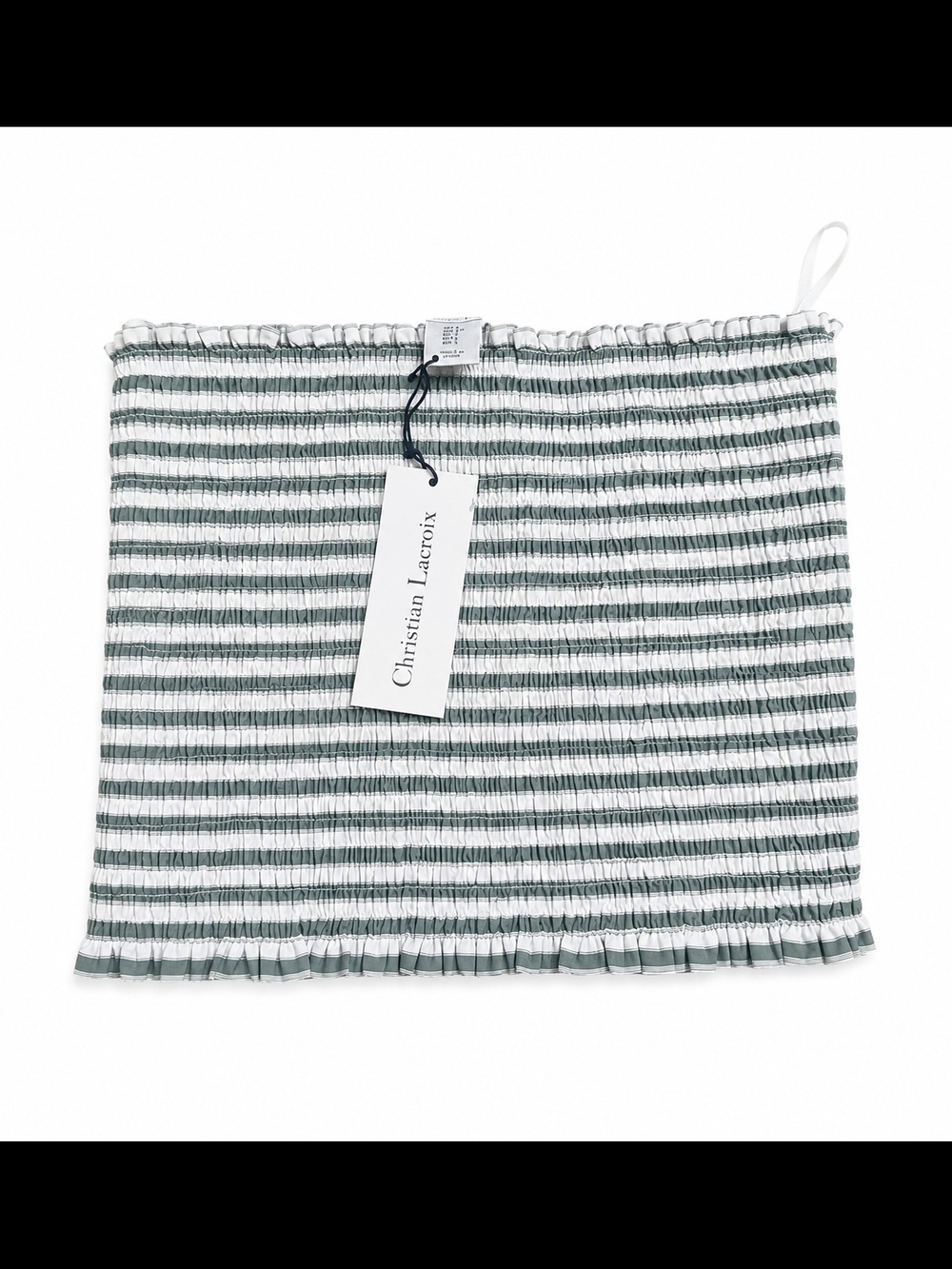 NWT Christian Lacroix Women's Smocked Stripe Tube Top Gray White Size S